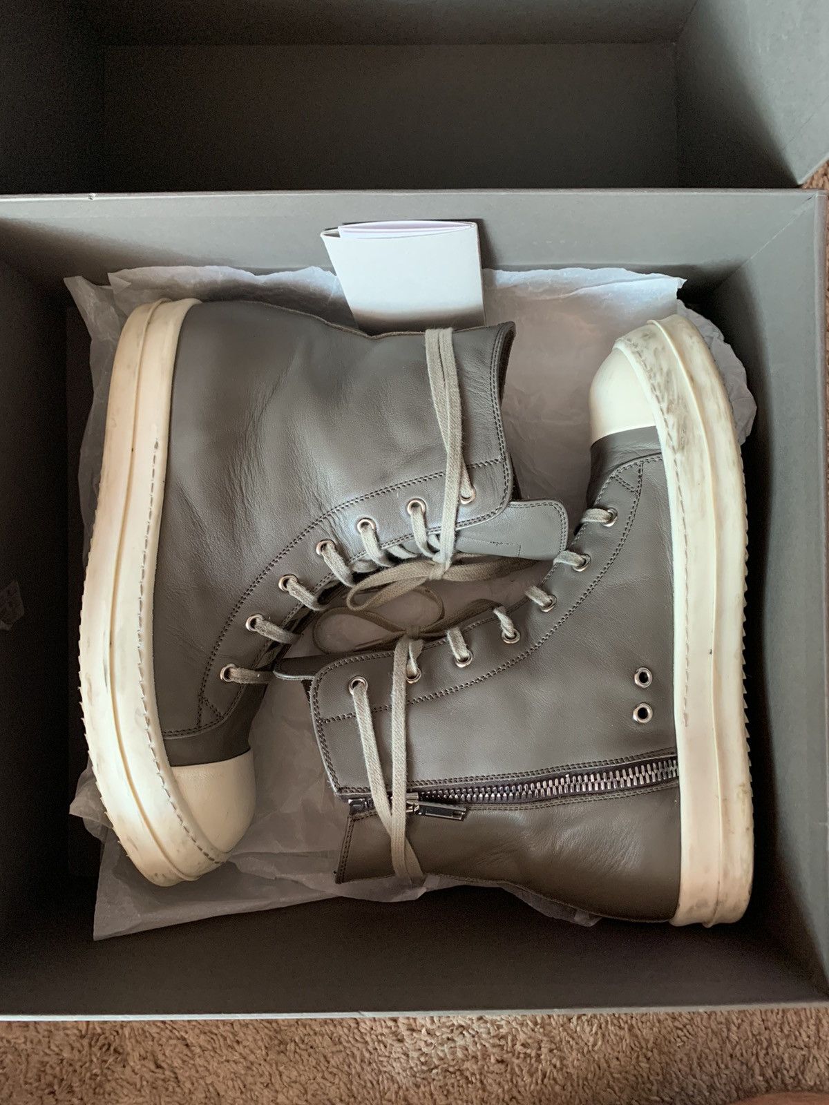 Rick Owens Leather Ramones Dust Milk mainline dunk Sz 43 10 Size US 10 / EU 43 - 2 Thumbnail
