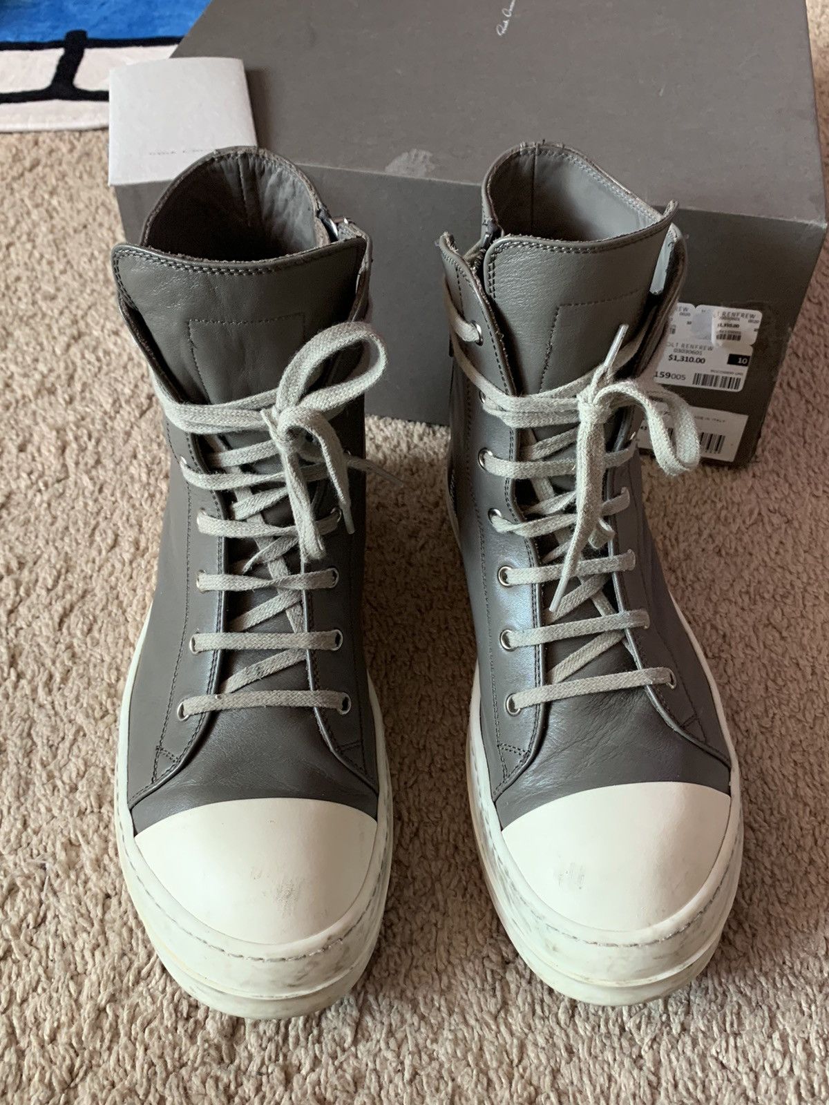 Rick Owens Leather Ramones Dust Milk mainline dunk Sz 43 10 Size US 10 / EU 43 - 5 Thumbnail