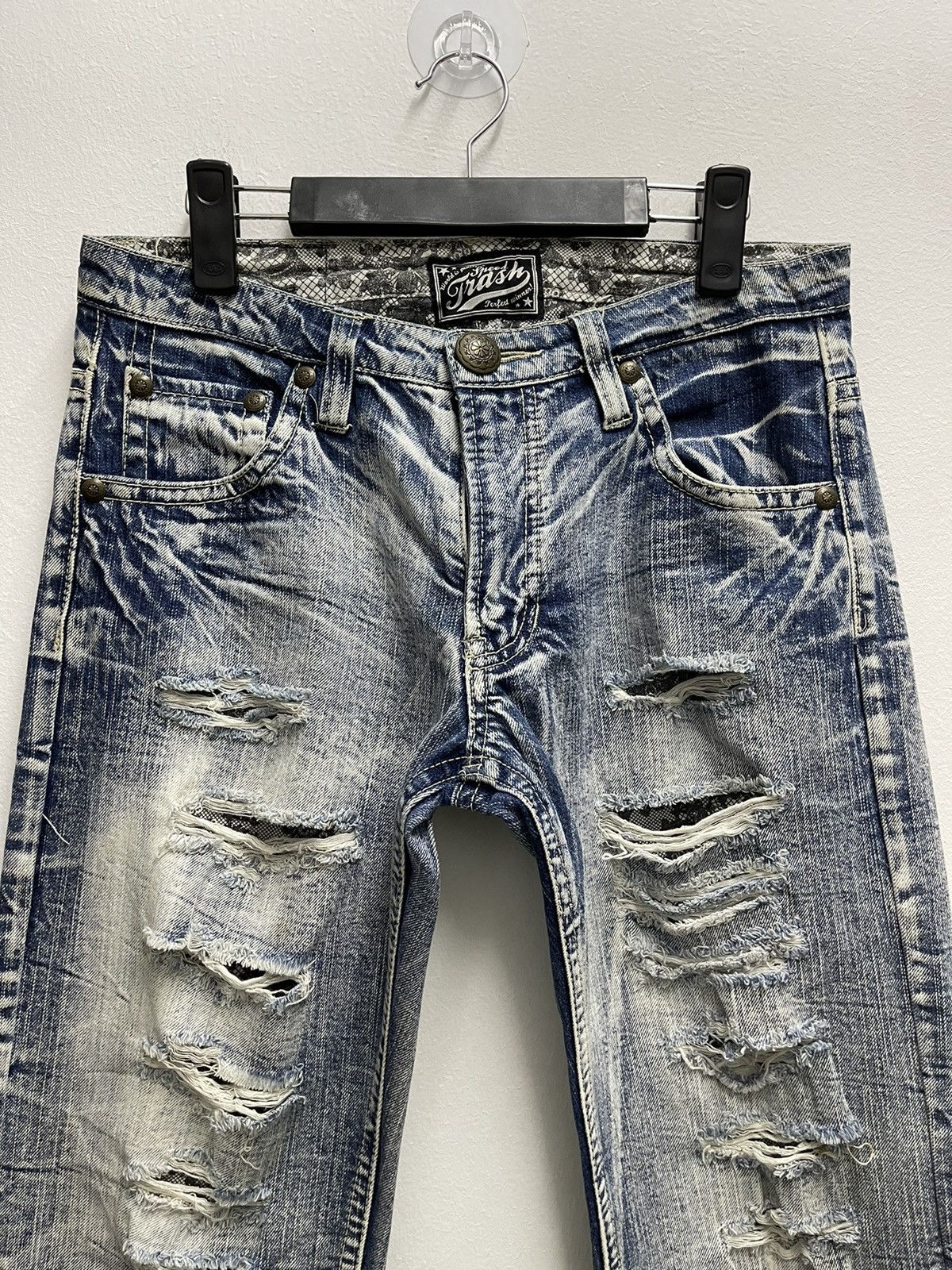 Japanese Brand × Vintage Vintage Speed Trash Distress Denim Jeans Size US 31 - 1 Thumbnail