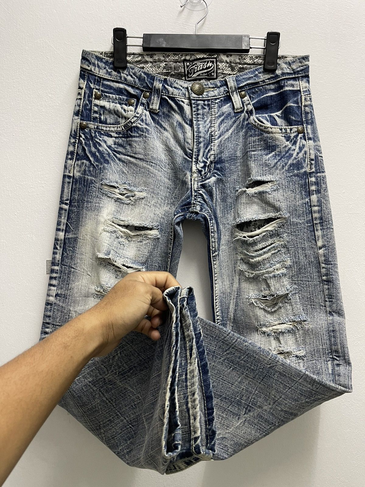 Japanese Brand × Vintage Vintage Speed Trash Distress Denim Jeans Size US 31 - 9 Thumbnail