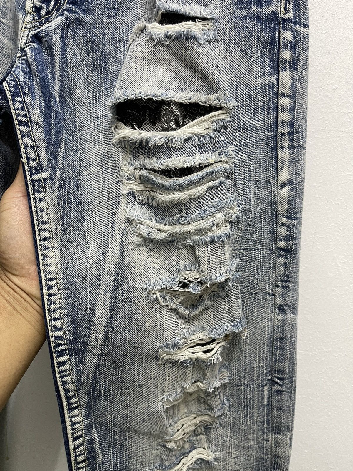 Japanese Brand × Vintage Vintage Speed Trash Distress Denim Jeans Size US 31 - 3 Thumbnail