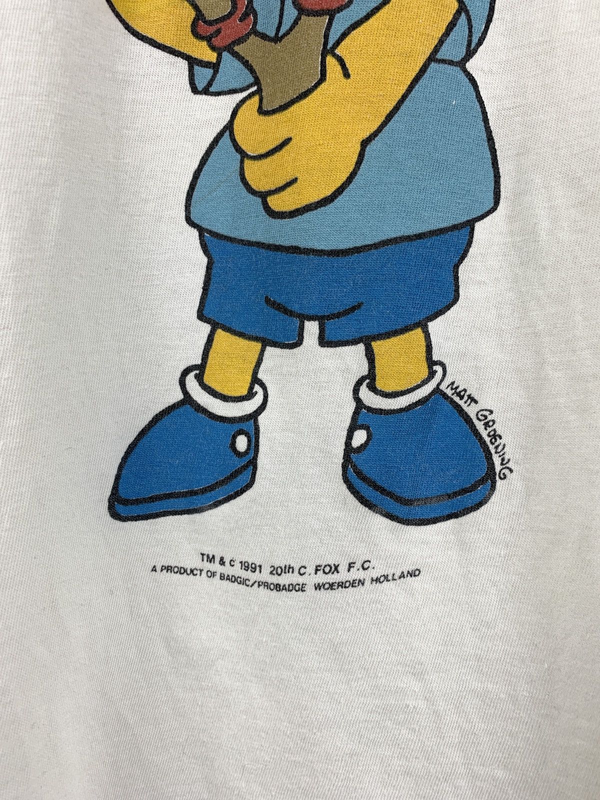 Cartoon Network 1991 Vintage Bart Simpsons White Single Stitch T-Shirt Size US L / EU 52-54 / 3 - 4 Thumbnail