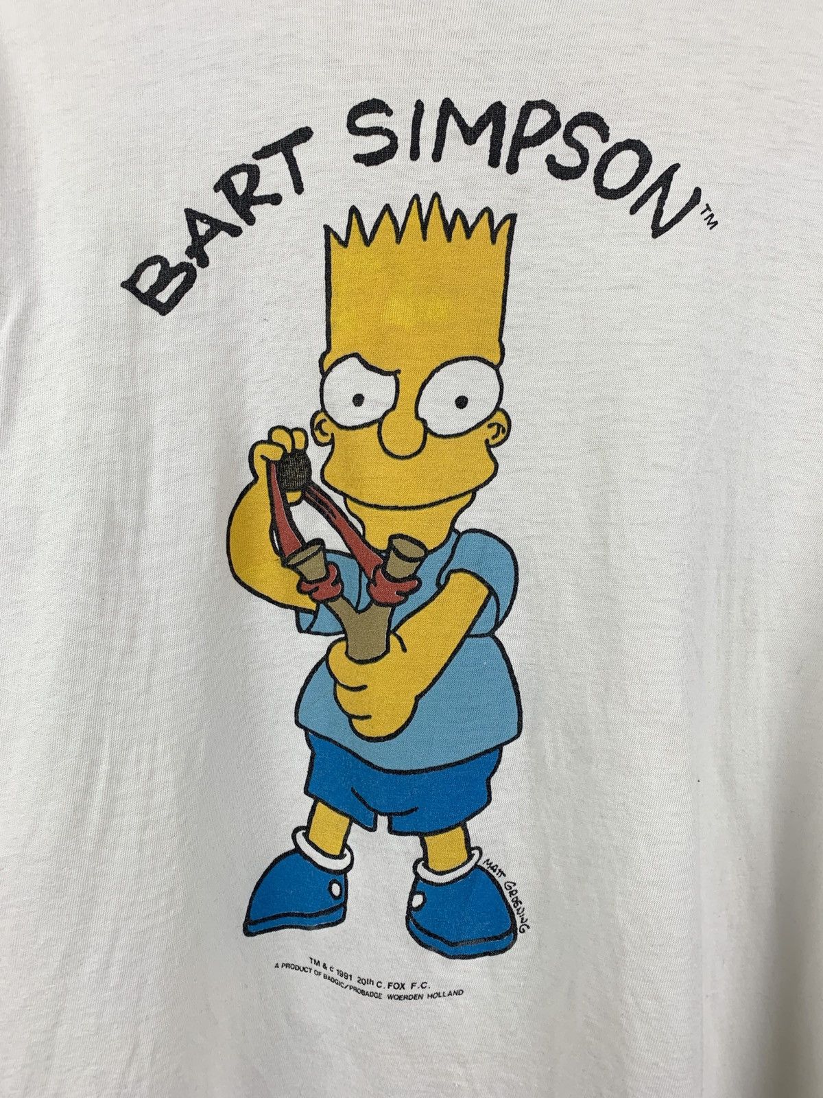 Cartoon Network 1991 Vintage Bart Simpsons White Single Stitch T-Shirt Size US L / EU 52-54 / 3 - 3 Thumbnail