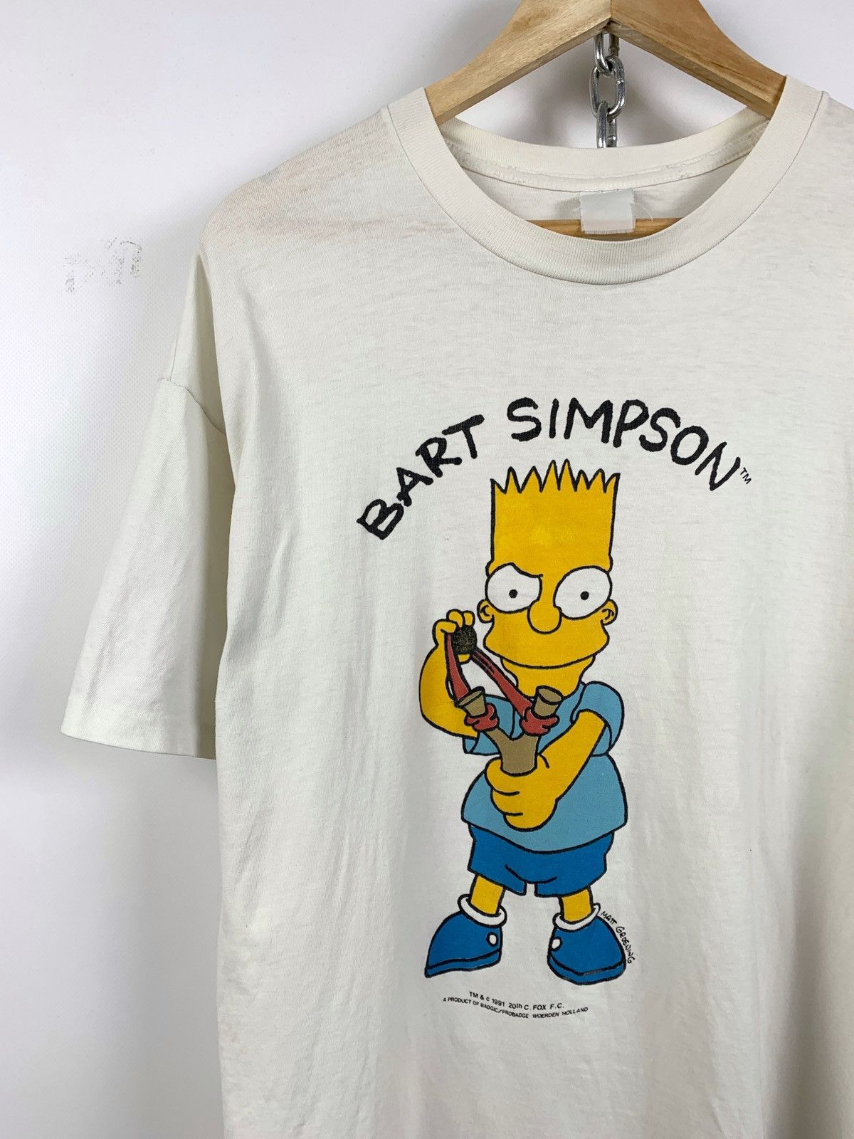 Cartoon Network 1991 Vintage Bart Simpsons White Single Stitch T-Shirt Size US L / EU 52-54 / 3 - 2 Thumbnail