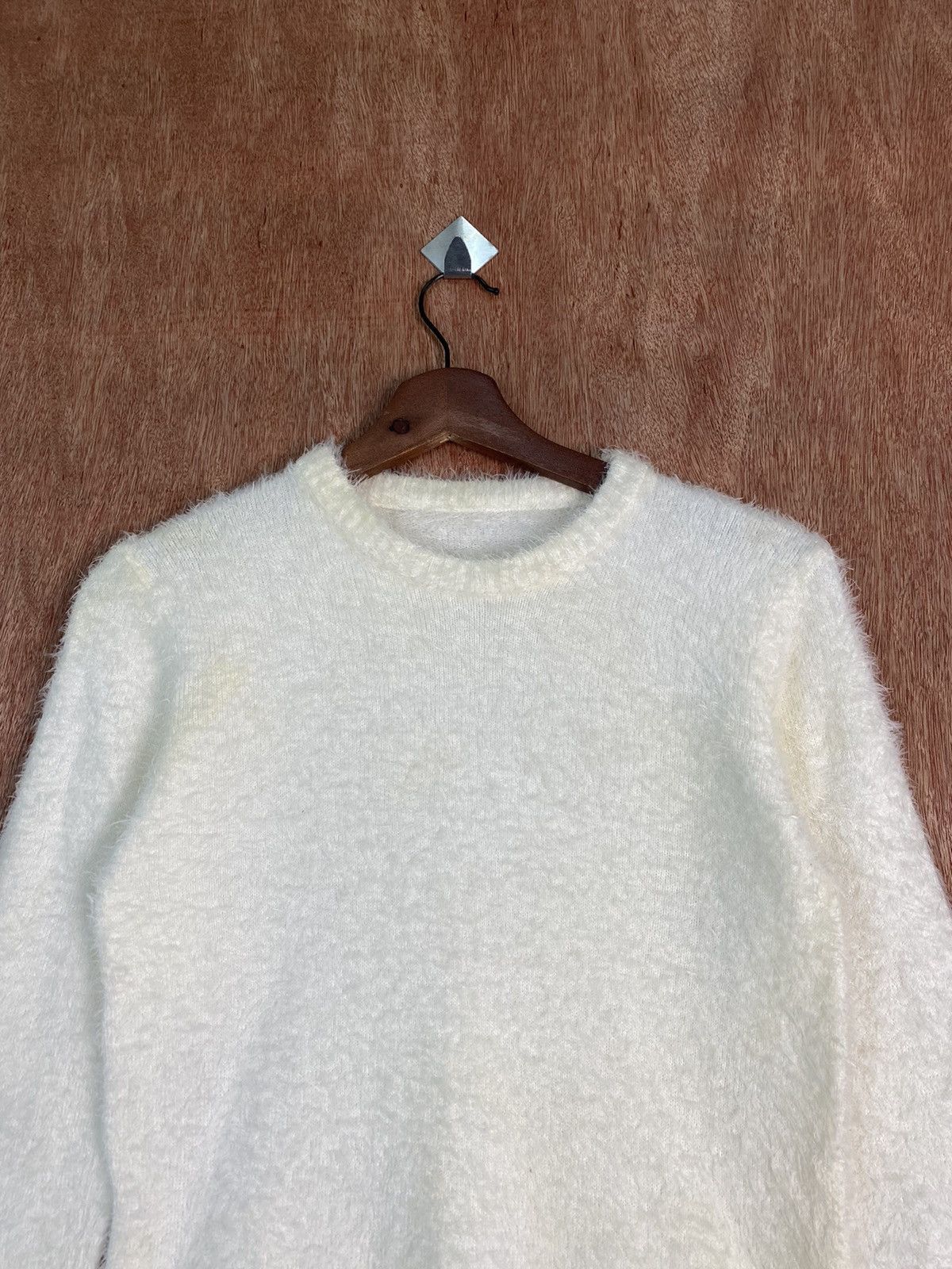Homespun Knitwear DLS Japan White Shag Shaggy Fur Mohair Knitwear #BB595 Size S / US 4 / IT 40 - 2 Thumbnail