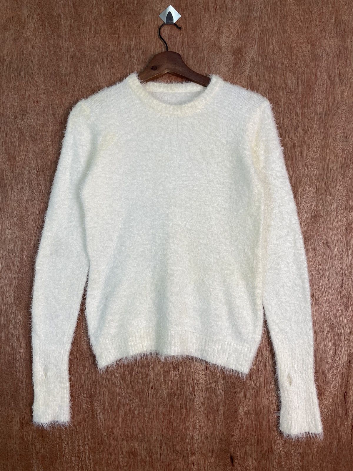 Homespun Knitwear DLS Japan White Shag Shaggy Fur Mohair Knitwear #BB595 Size S / US 4 / IT 40 - 1 Thumbnail