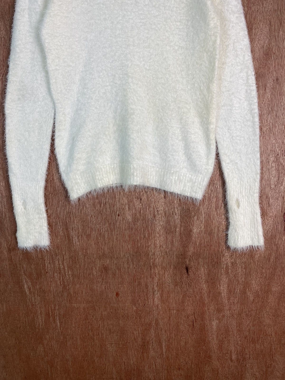 Homespun Knitwear DLS Japan White Shag Shaggy Fur Mohair Knitwear #BB595 Size S / US 4 / IT 40 - 3 Thumbnail