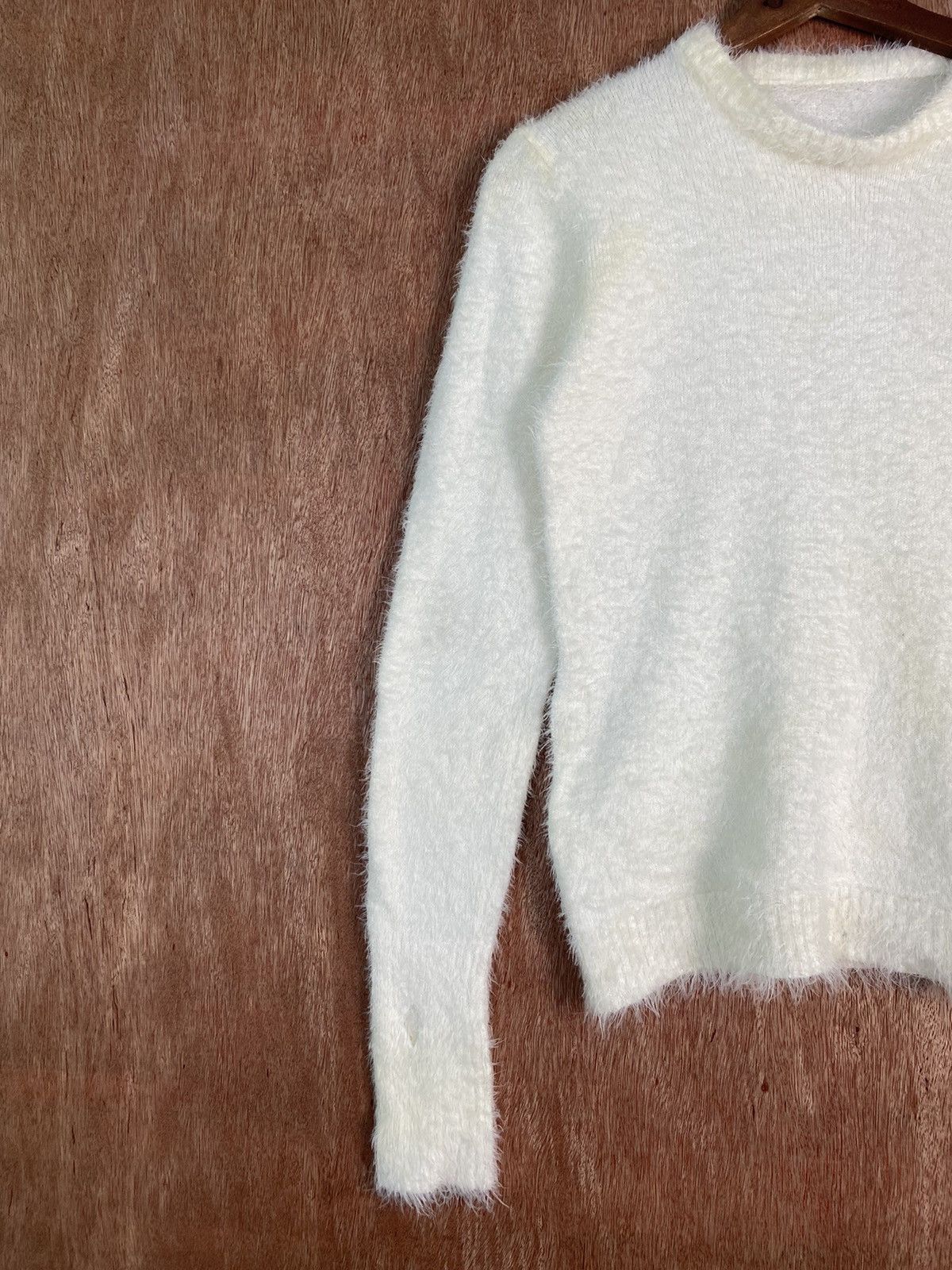 Homespun Knitwear DLS Japan White Shag Shaggy Fur Mohair Knitwear #BB595 Size S / US 4 / IT 40 - 4 Thumbnail