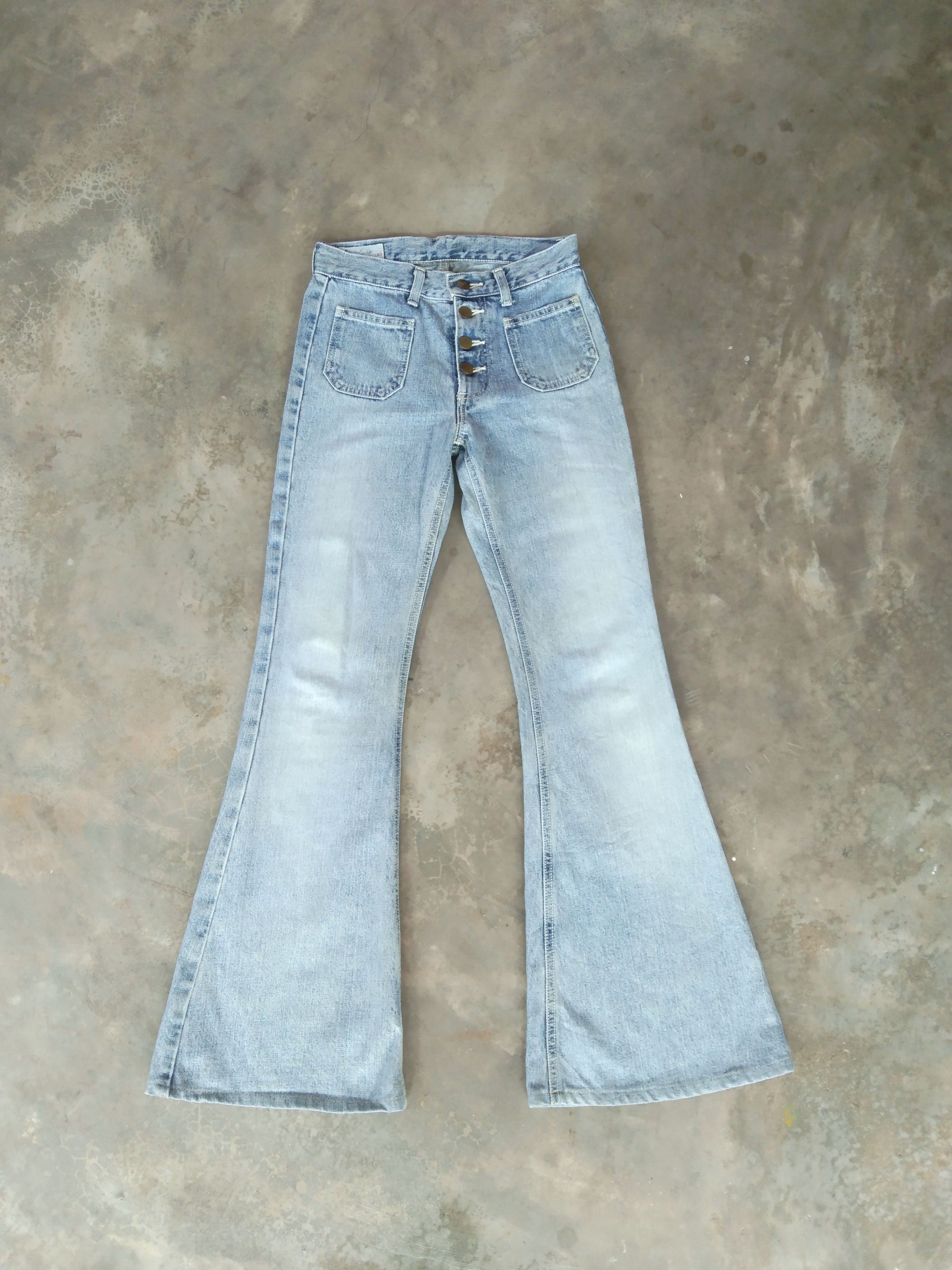 image of Flared Jeans Lee Riders Wide Leg Distressed 26X30 in Blue, Men's