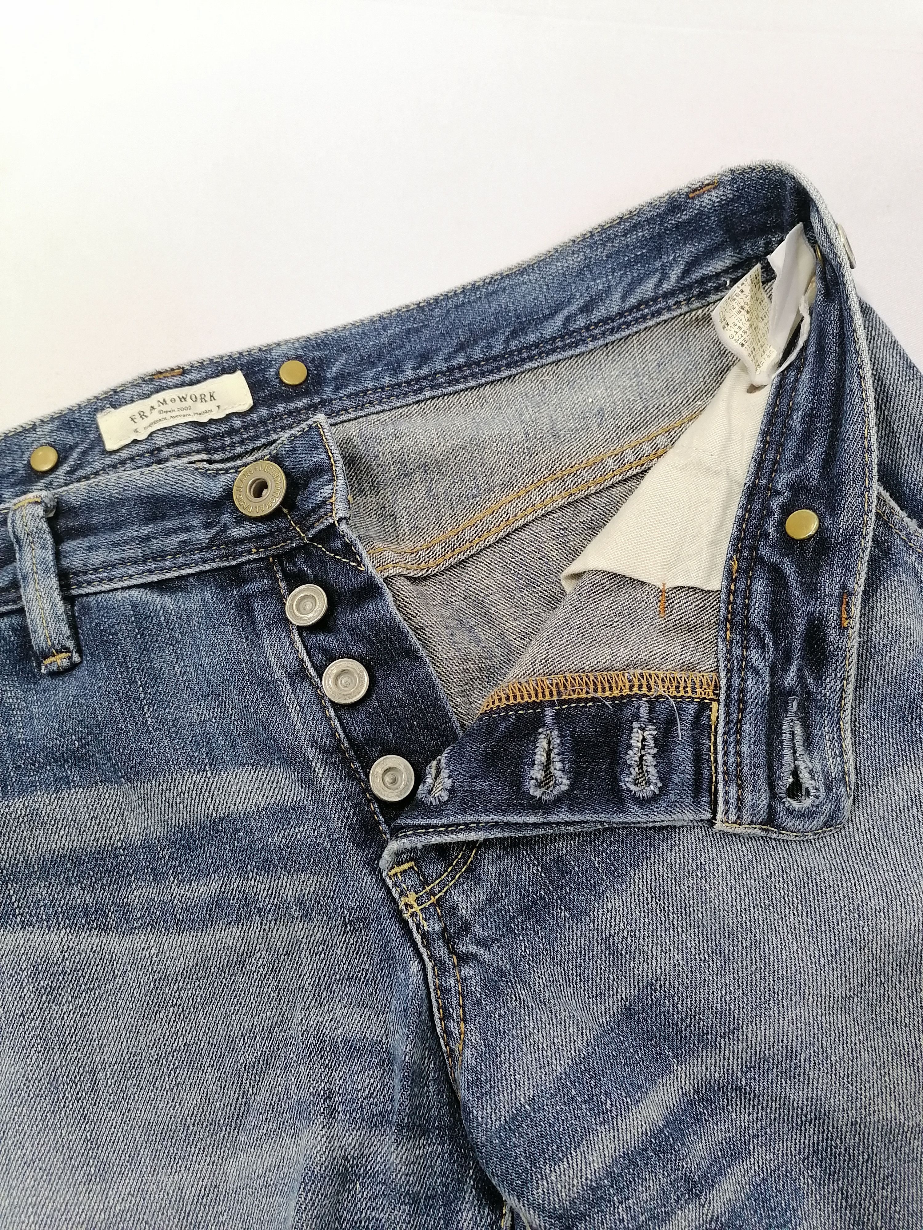 Japanese Brand Framework Fly Button Denim Jeans Size US 33 - 3 Thumbnail