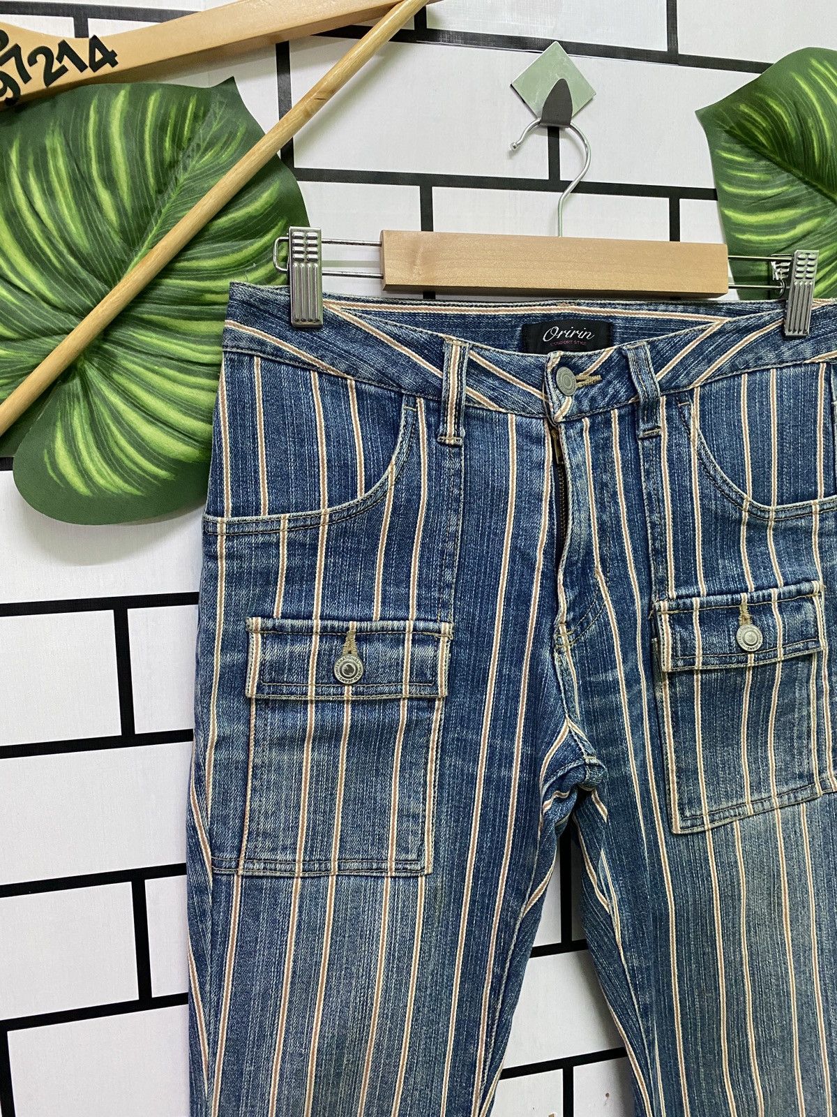 Designer × Japanese Brand × Vintage Flare ORIRIN Stripe Selvedge Style Hickory Bootcut Size US 28 / EU 44 - 5 Thumbnail