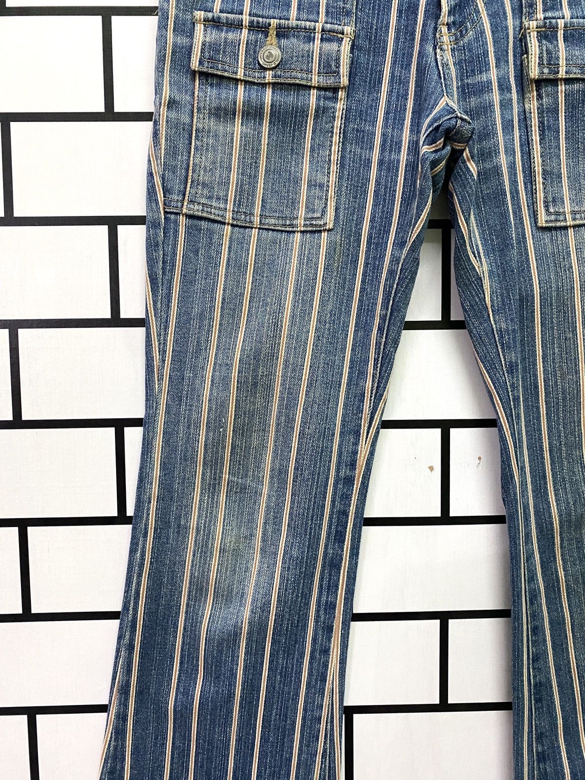 Designer × Japanese Brand × Vintage Flare ORIRIN Stripe Selvedge Style Hickory Bootcut Size US 28 / EU 44 - 7 Thumbnail