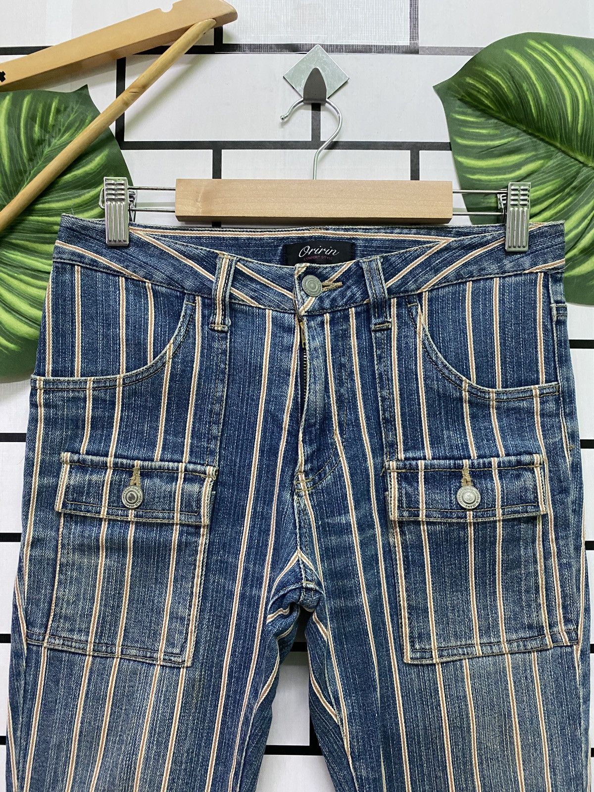 Designer × Japanese Brand × Vintage Flare ORIRIN Stripe Selvedge Style Hickory Bootcut Size US 28 / EU 44 - 3 Thumbnail