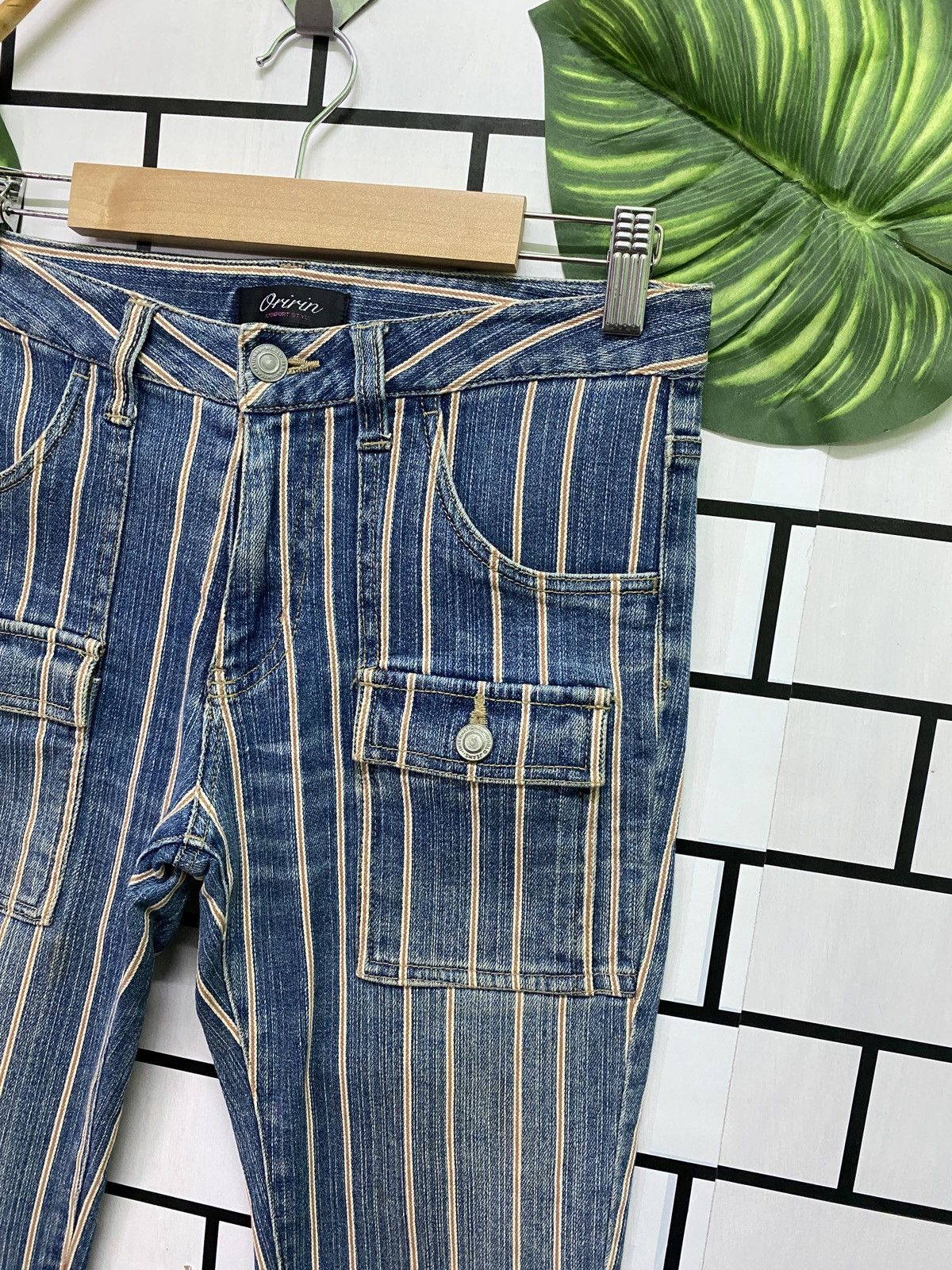 Designer × Japanese Brand × Vintage Flare ORIRIN Stripe Selvedge Style Hickory Bootcut Size US 28 / EU 44 - 6 Thumbnail
