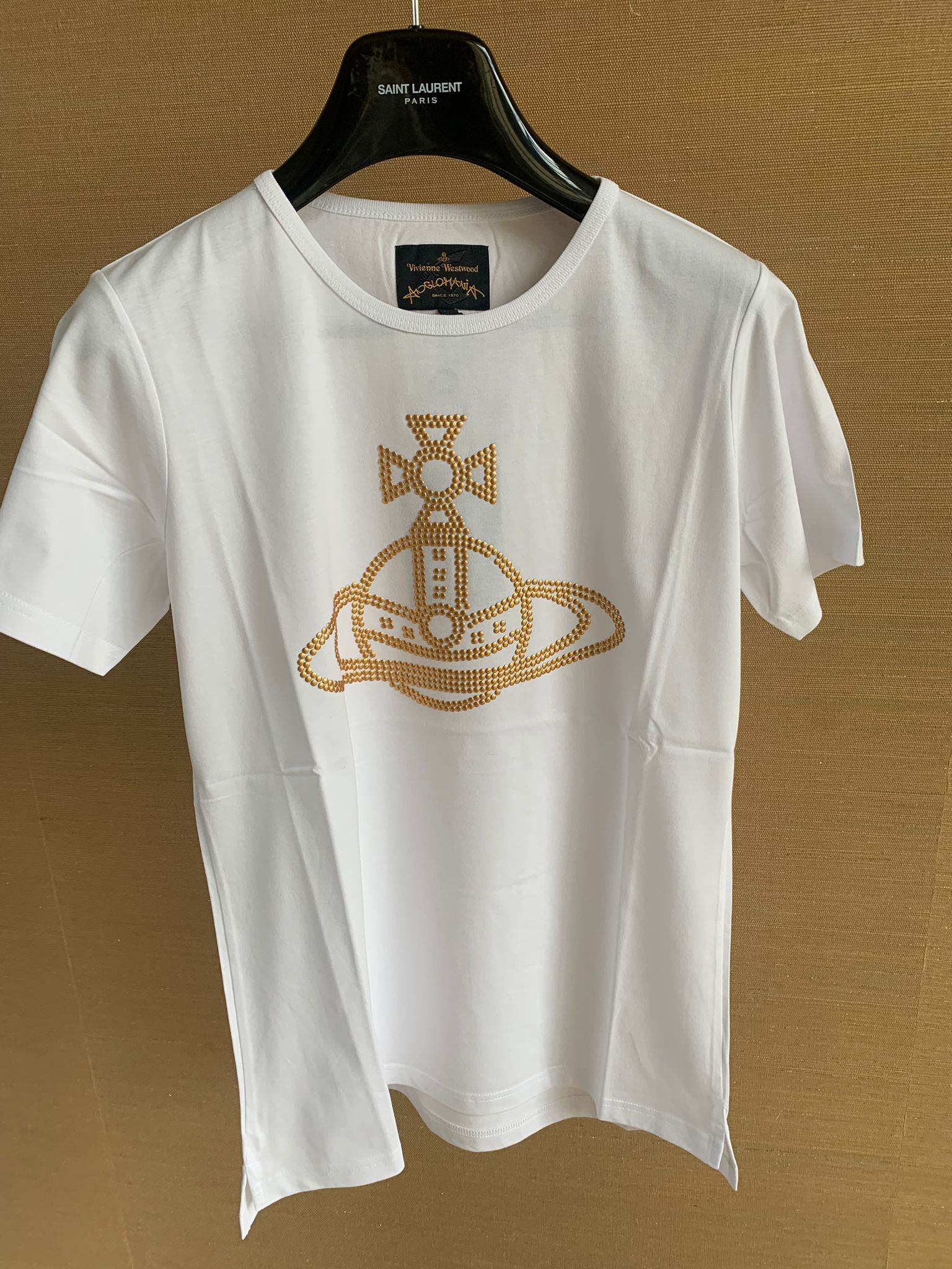 Image of Vivienne Westwood Studded Orb Tee in White, Men's (Size XL)