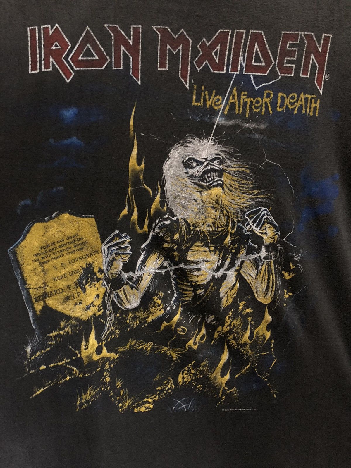 Band Tees × Vintage Vintage Iron Maiden 1985 Live After Death Distressed Shirt Size US L / EU 52-54 / 3 - 4 Thumbnail