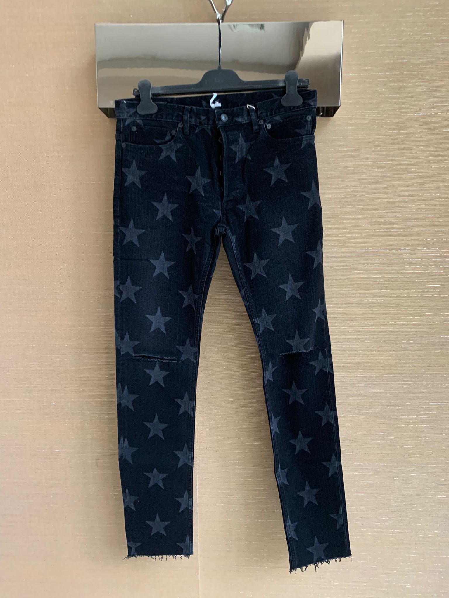 image of Takahiromiyashita The Soloist Star All Over Denim In Black, Men's (Size 32)