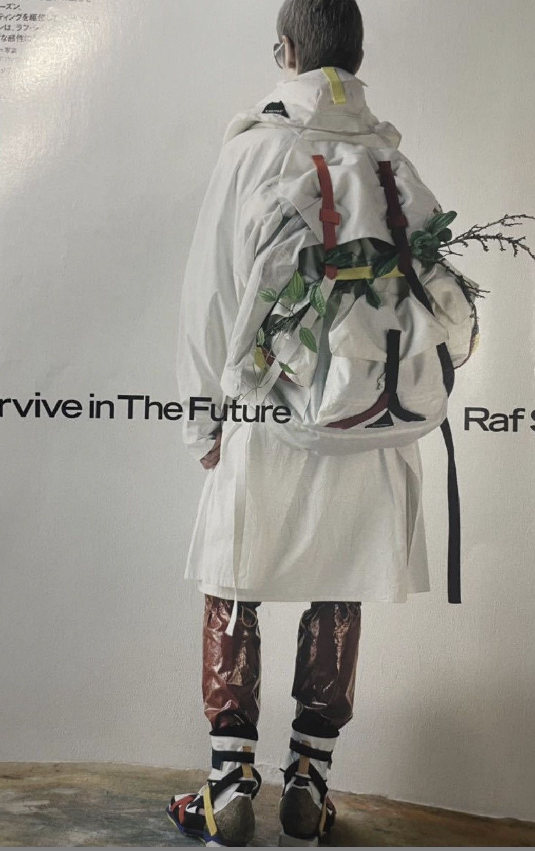 image of Raf Simons X Eastpak Archival Runway Backpack in Off White, Men's