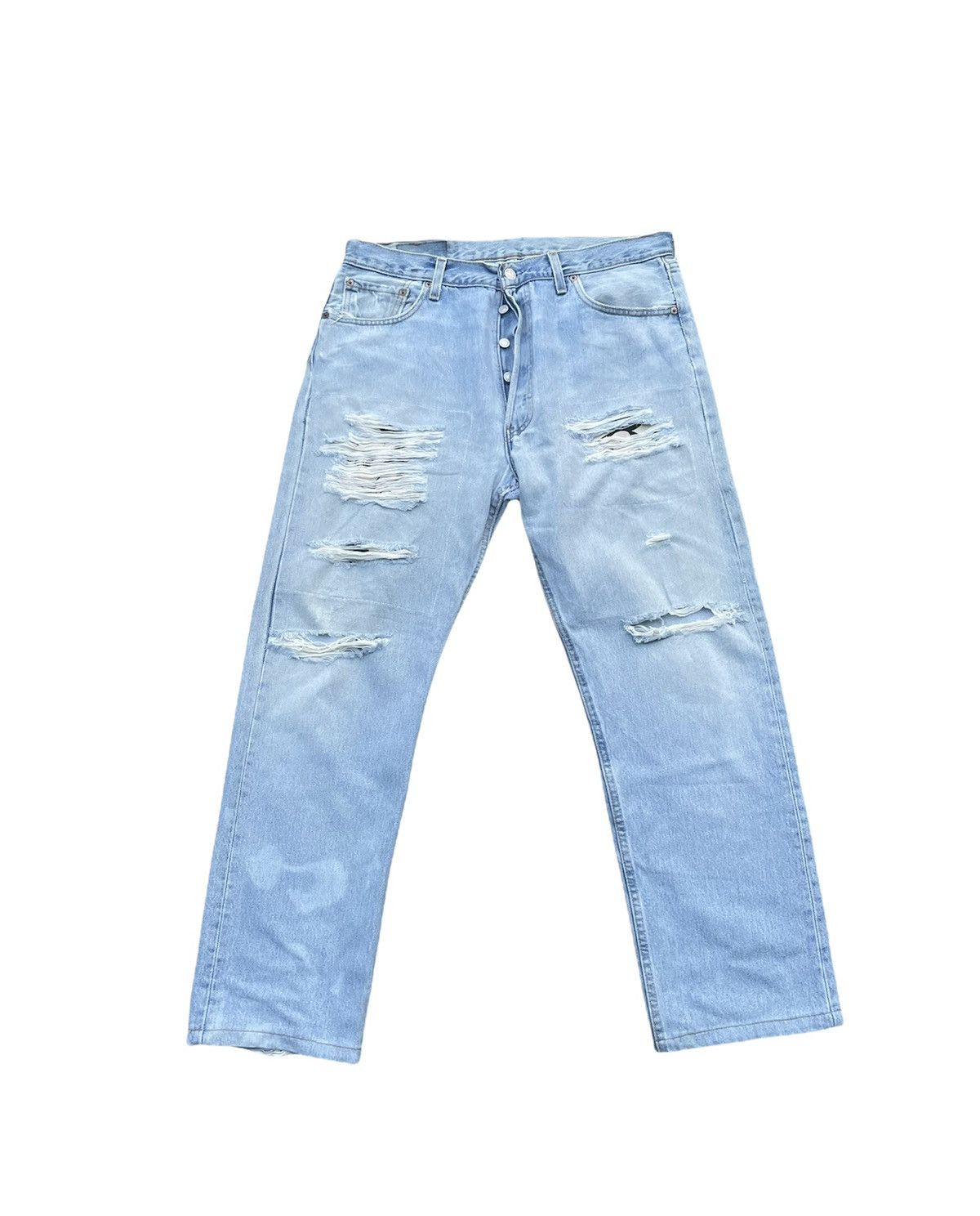 Levi's × Vintage Vintage Levi’s 501 2000 Usa Aging Distressed Custom Size US 35 - 1 Thumbnail