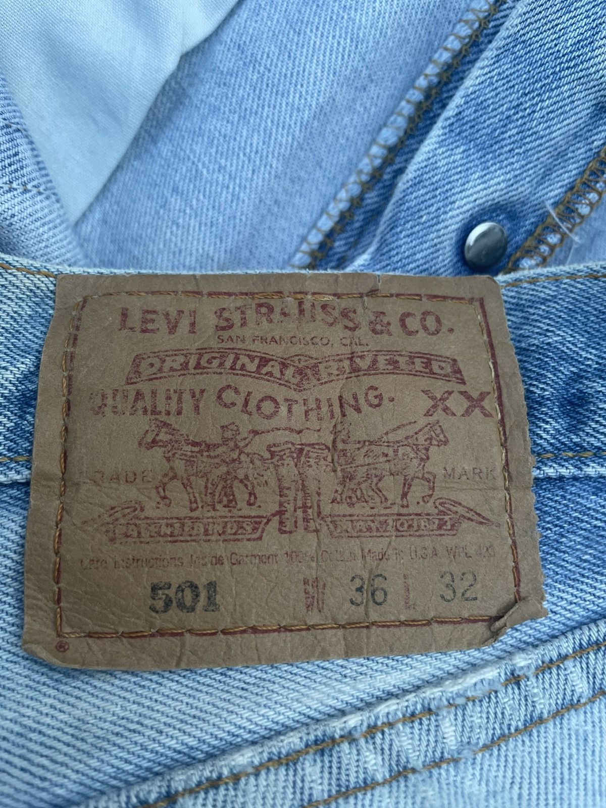 Levi's × Vintage Vintage Levi’s 501 2000 Usa Aging Distressed Custom Size US 35 - 10 Thumbnail