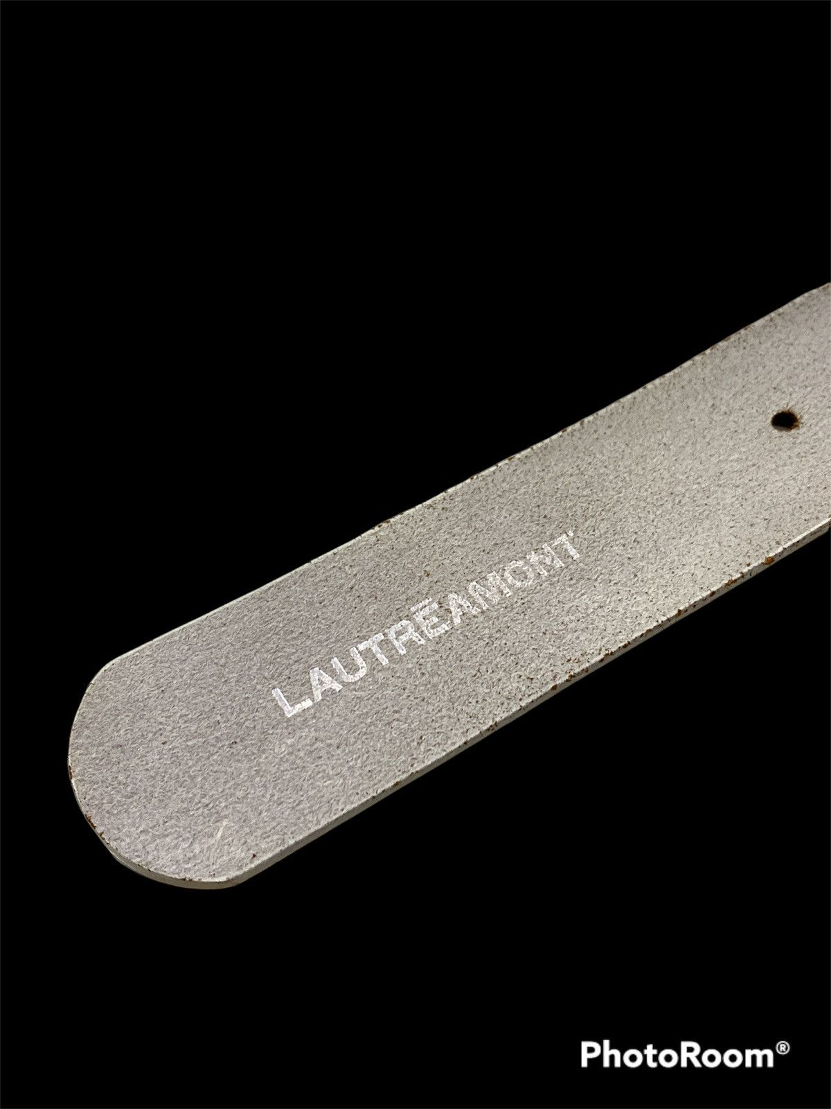Genuine Leather LAUTREAMONT METAL HARDWARE LEATHER BELT Size 34 - 4 Thumbnail