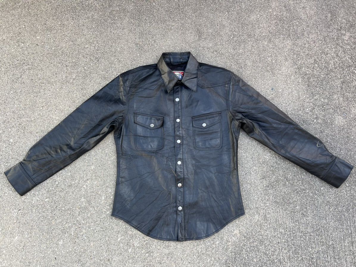 Leather Degner Japan Black Cow Leather Western Shirt Size US M / EU 48-50 / 2 - 1 Thumbnail