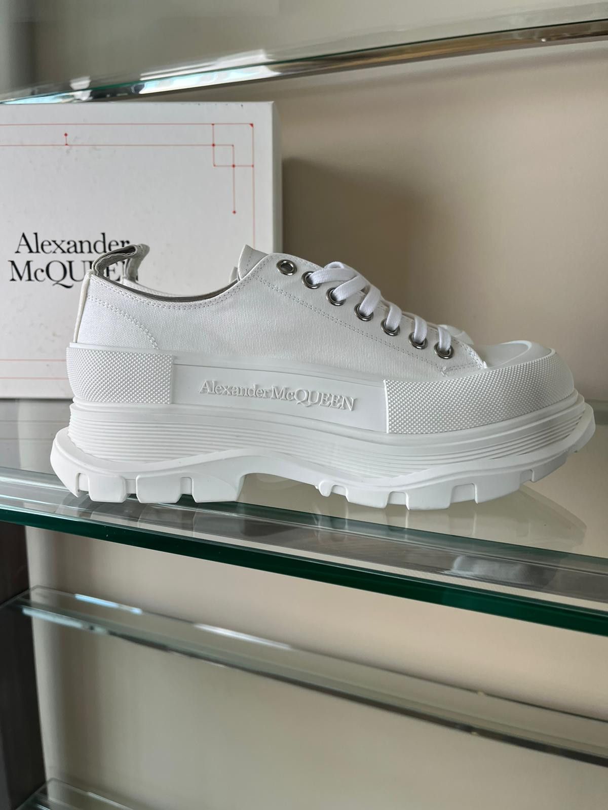 image of Alexander Mcqueen Treadslick Lt Sneakers In Canvas In White, Men's (Size 10)