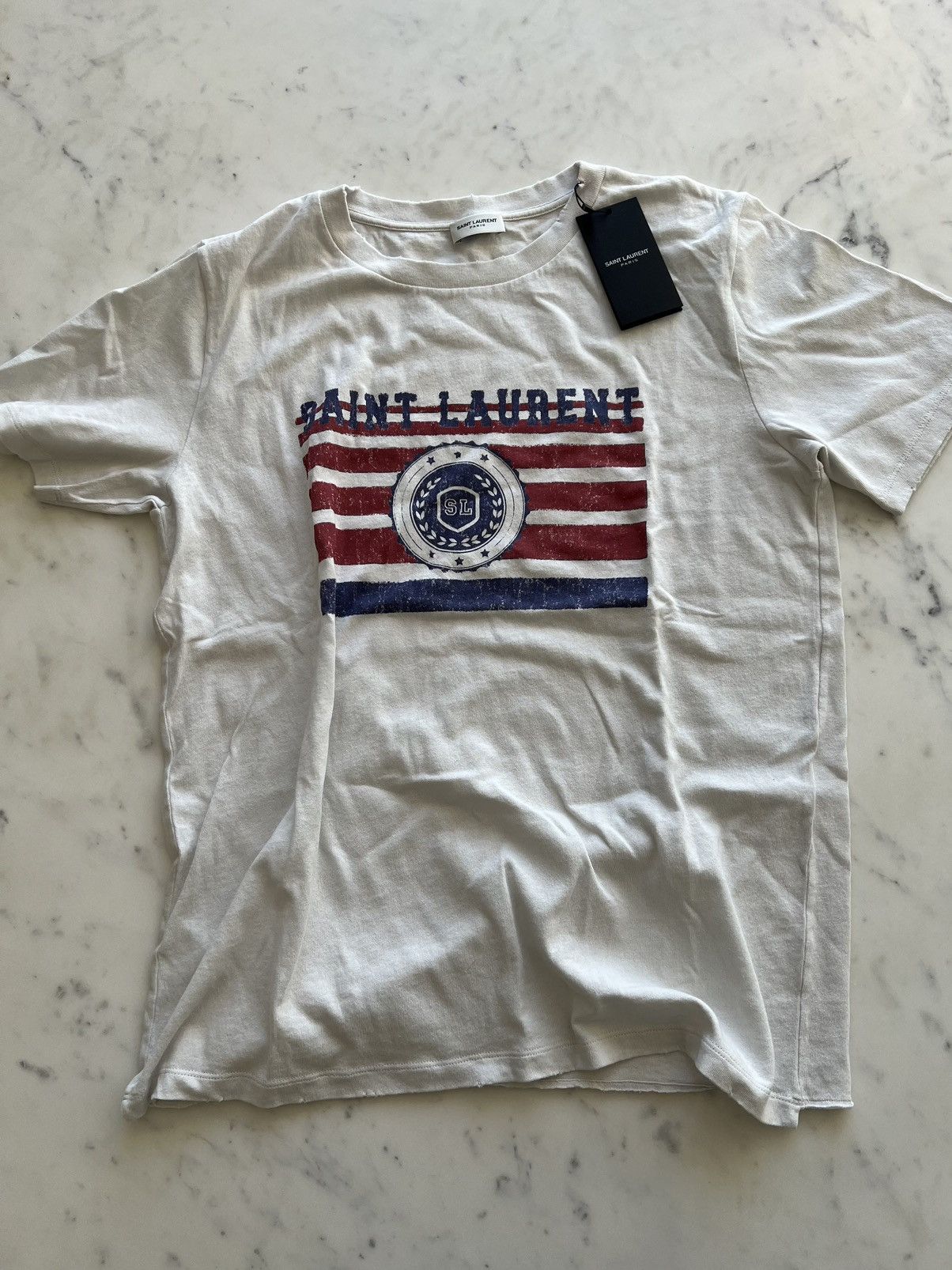 Pre-owned Saint Laurent -  Distressed T-shirt In White