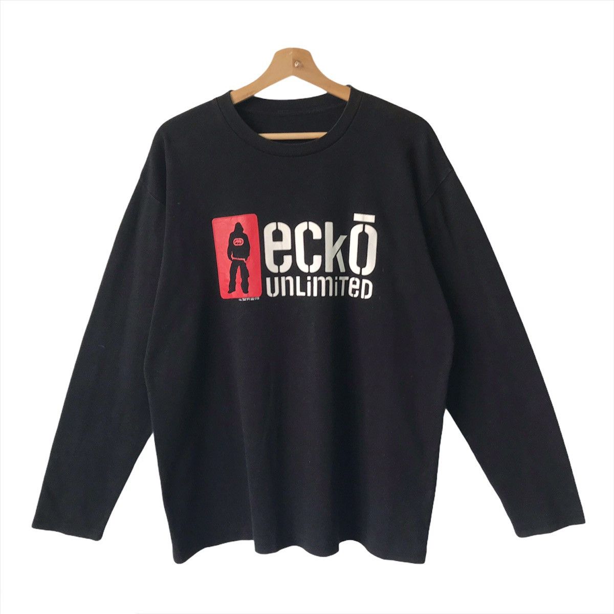 image of Ecko Unltd x Vintage Ecko Unlimited Crewneck Long Sleeve Tshirt in Black, Men's (Size Medium)