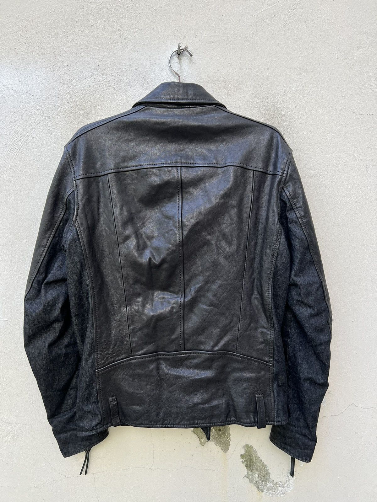 Leather Vintage Replay Double Collar Hybrid Leather Biker Jacket Size US L / EU 52-54 / 3 - 15 Thumbnail
