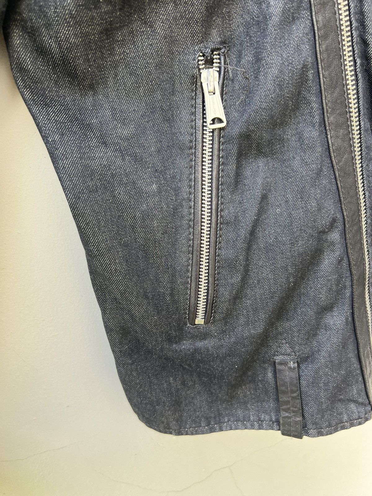Leather Vintage Replay Double Collar Hybrid Leather Biker Jacket Size US L / EU 52-54 / 3 - 8 Thumbnail
