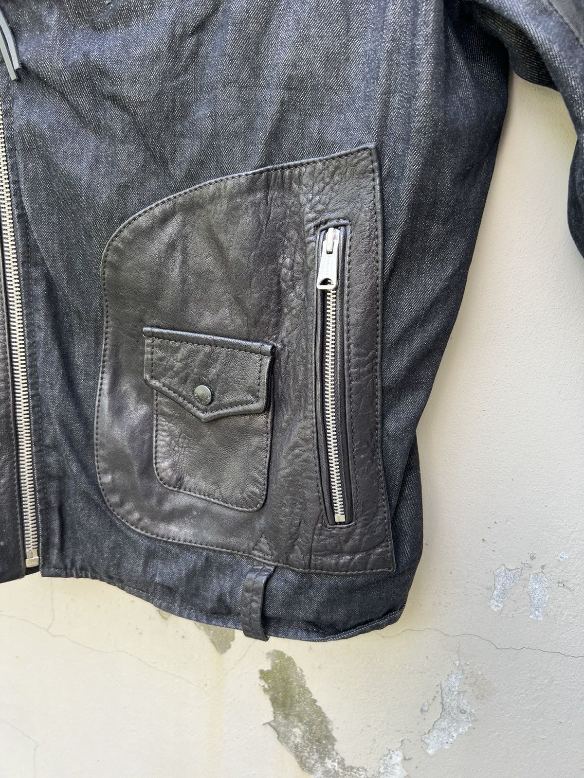 Leather Vintage Replay Double Collar Hybrid Leather Biker Jacket Size US L / EU 52-54 / 3 - 10 Thumbnail