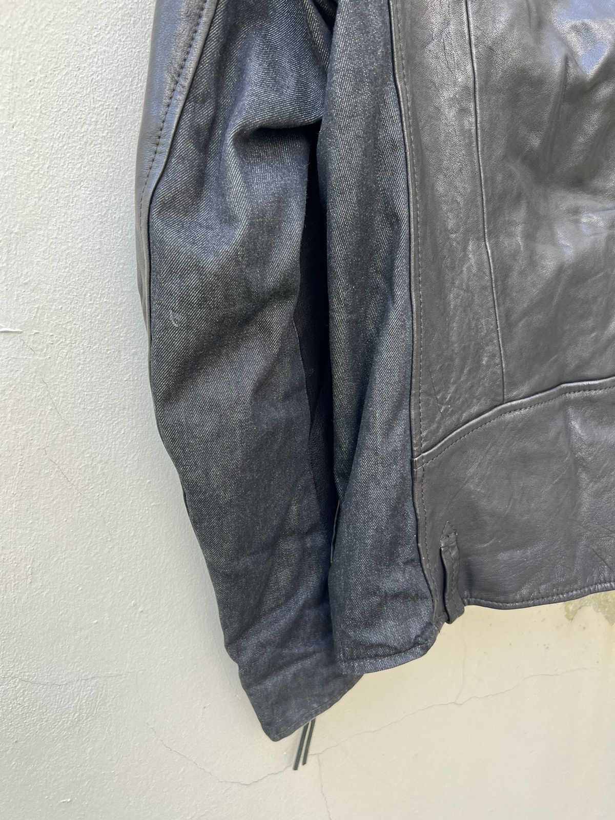 Leather Vintage Replay Double Collar Hybrid Leather Biker Jacket Size US L / EU 52-54 / 3 - 16 Thumbnail