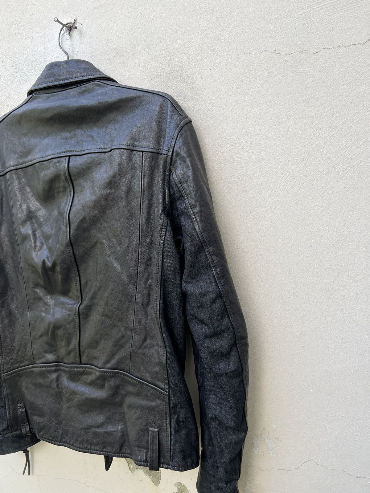 Leather Vintage Replay Double Collar Hybrid Leather Biker Jacket Size US L / EU 52-54 / 3 - 17 Thumbnail