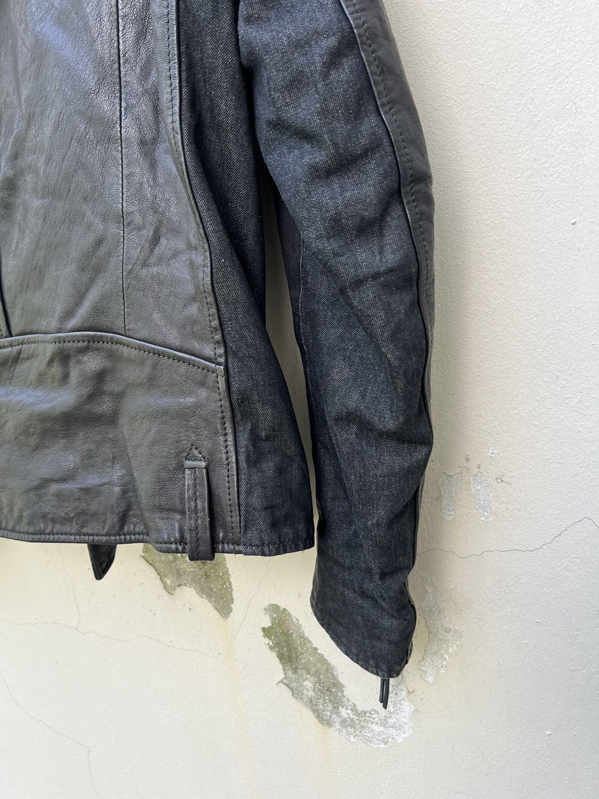 Leather Vintage Replay Double Collar Hybrid Leather Biker Jacket Size US L / EU 52-54 / 3 - 18 Thumbnail