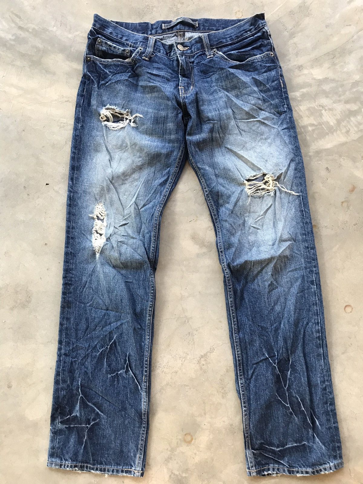 Japanese Brand Japanese Brand PPFM Distressed Denim Jeans Size US 34 / EU 50 - 1 Thumbnail