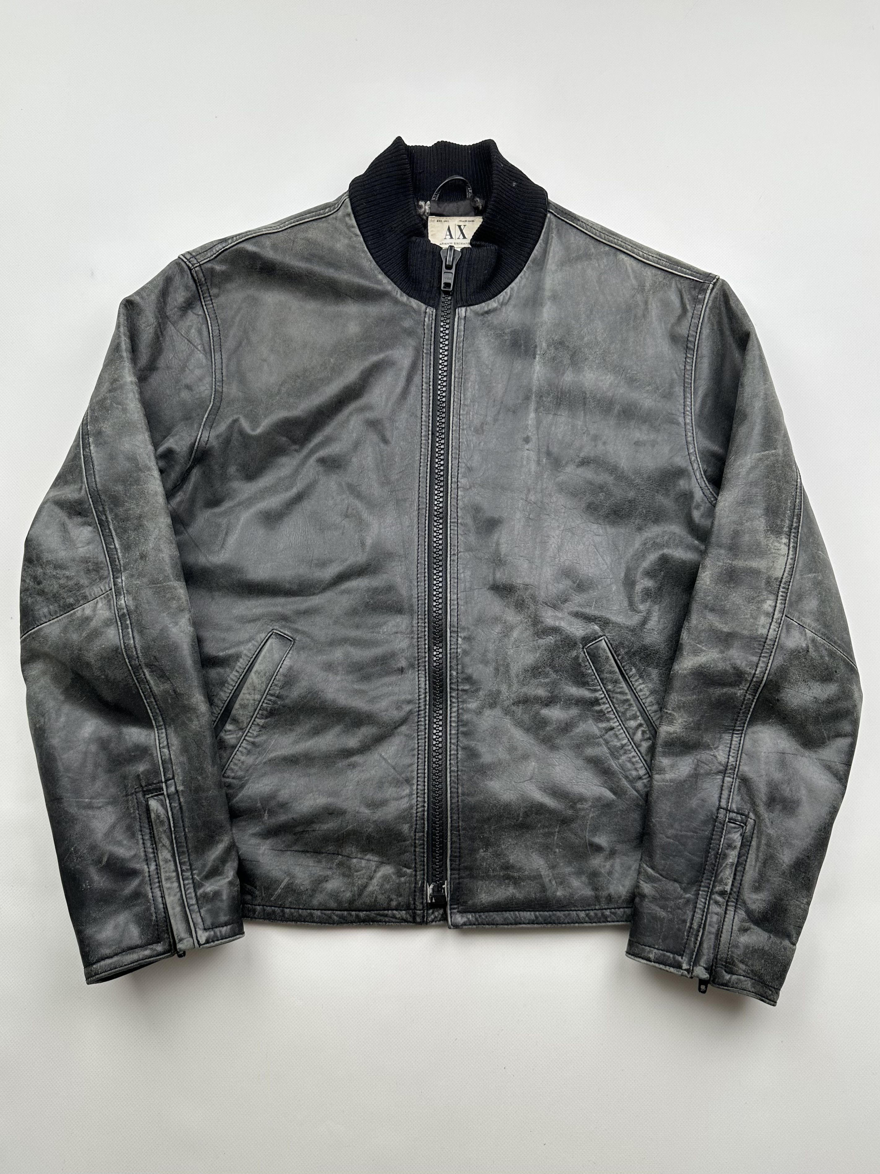Armani Armani Exchange Vintage Faded Leather Jacket Grailed