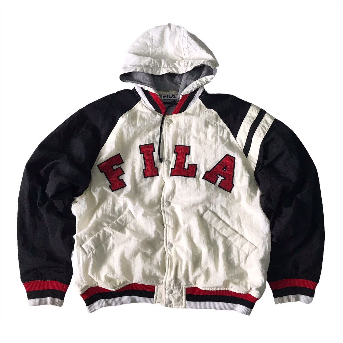 Big Logo FILA Nylon Jacket Detachable Hoodie