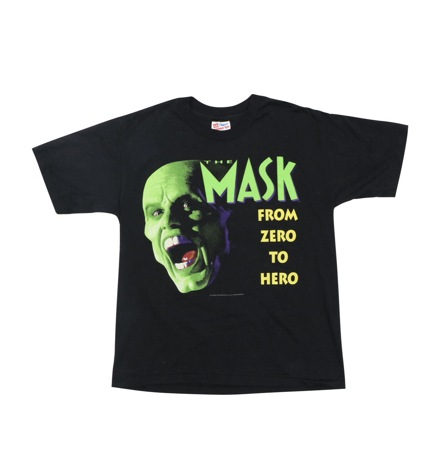 Image of Vintage 1994 The Mask Jim Carrey Movie Promo T-Shirt in Black, Men's (Size Small)