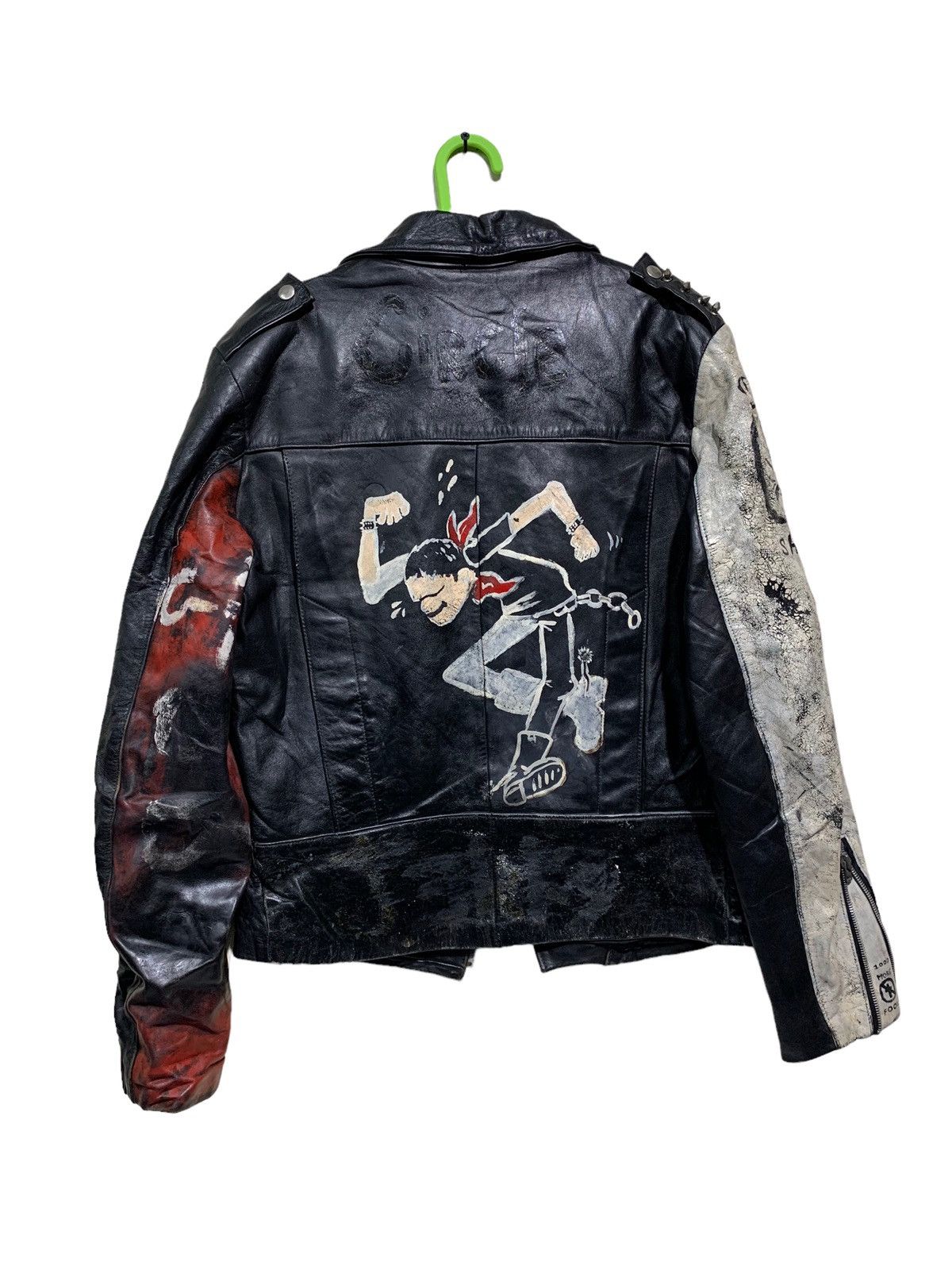 Genuine Leather 🔥VTG LEATHER JACKETS DOUBLE COLLAR DIY PAINTED Size US M / EU 48-50 / 2 - 2 Thumbnail