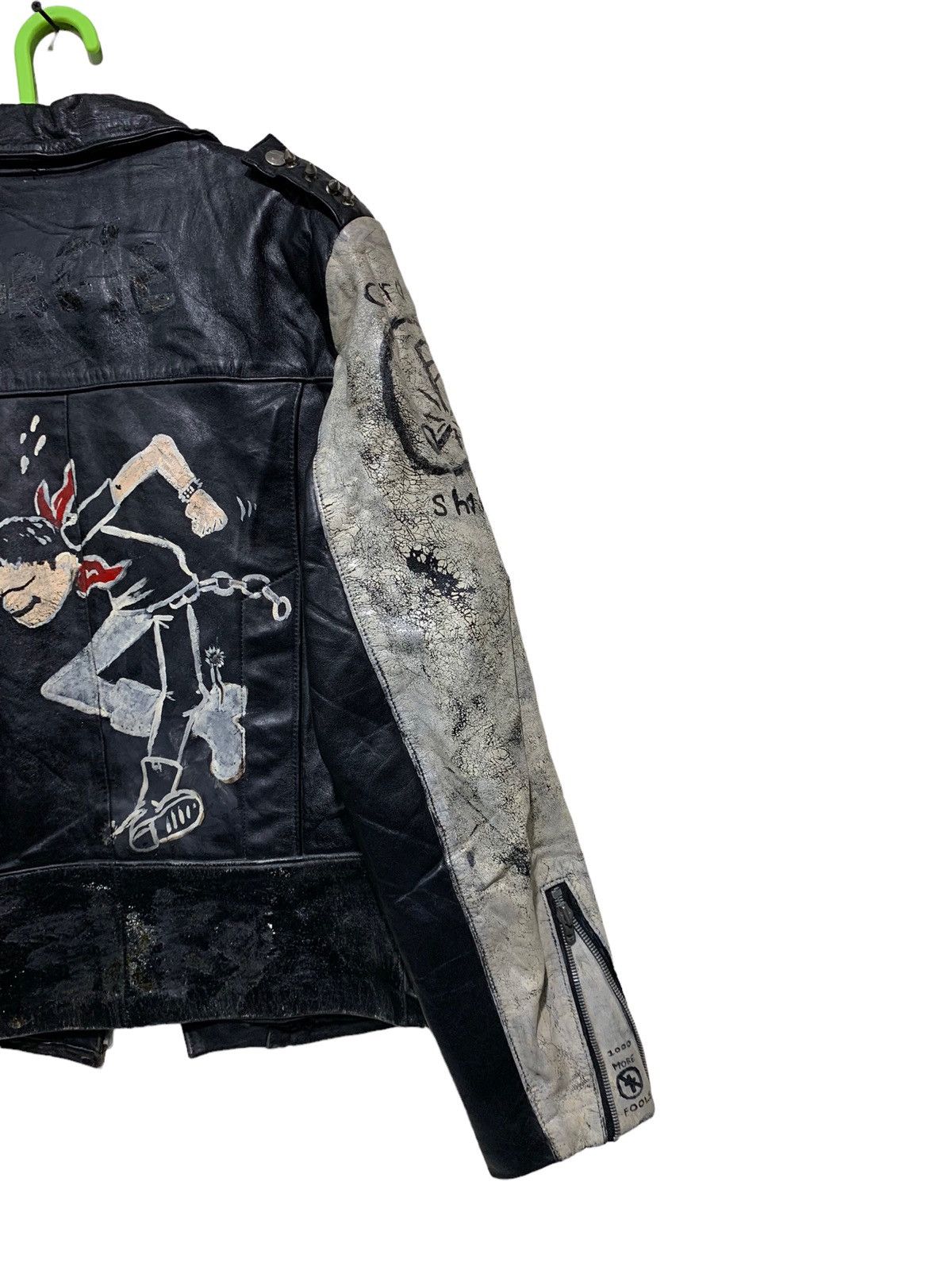 Genuine Leather 🔥VTG LEATHER JACKETS DOUBLE COLLAR DIY PAINTED Size US M / EU 48-50 / 2 - 12 Thumbnail