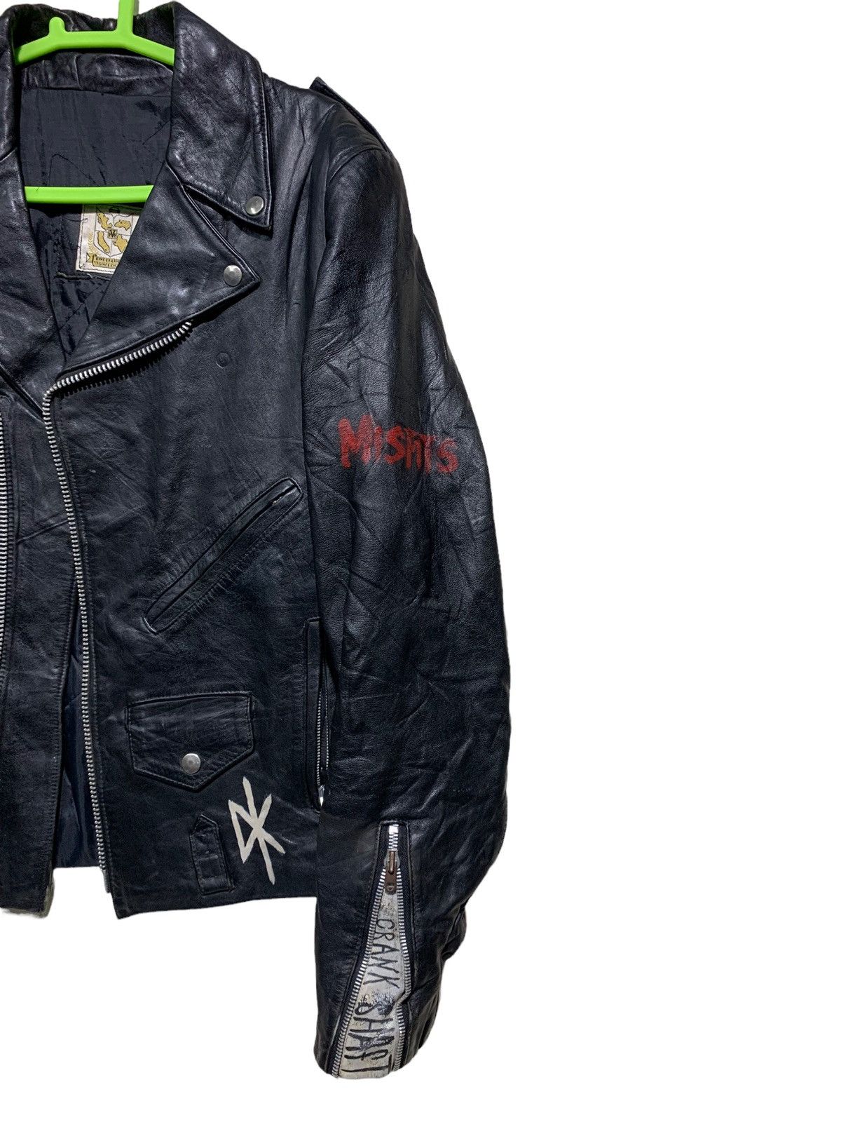 Genuine Leather 🔥VTG LEATHER JACKETS DOUBLE COLLAR DIY PAINTED Size US M / EU 48-50 / 2 - 10 Thumbnail
