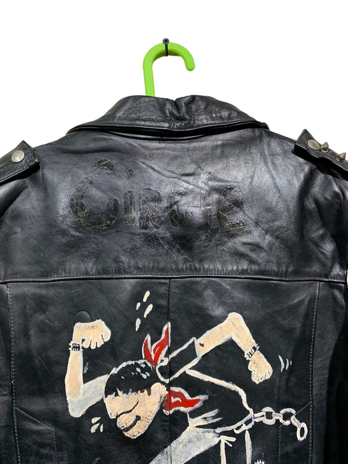 Genuine Leather 🔥VTG LEATHER JACKETS DOUBLE COLLAR DIY PAINTED Size US M / EU 48-50 / 2 - 13 Thumbnail