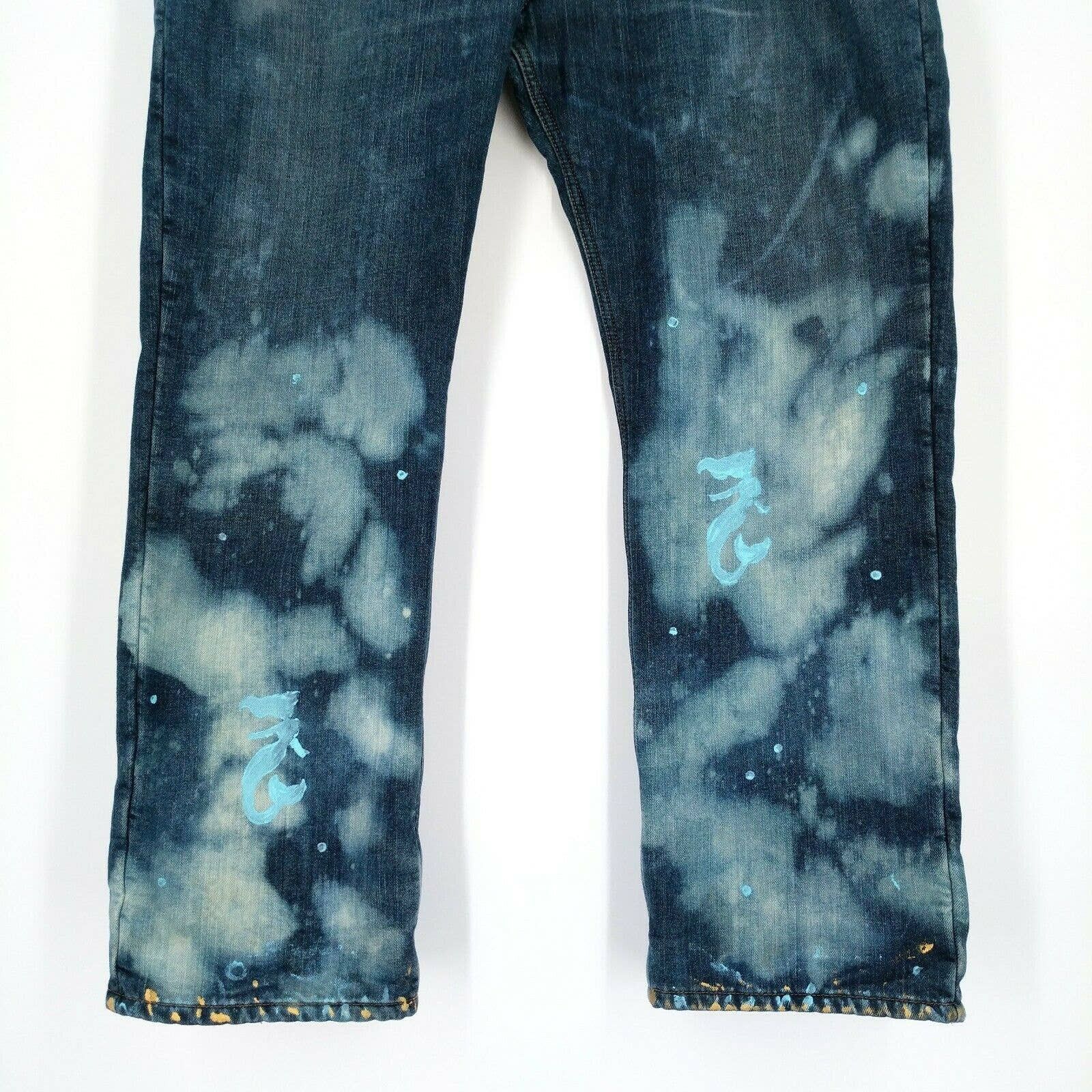 Carhartt Carhartt Custom Painted Bleached Fleece Lined Denim Jeans 40 Size US 40 / EU 56 - 3 Thumbnail