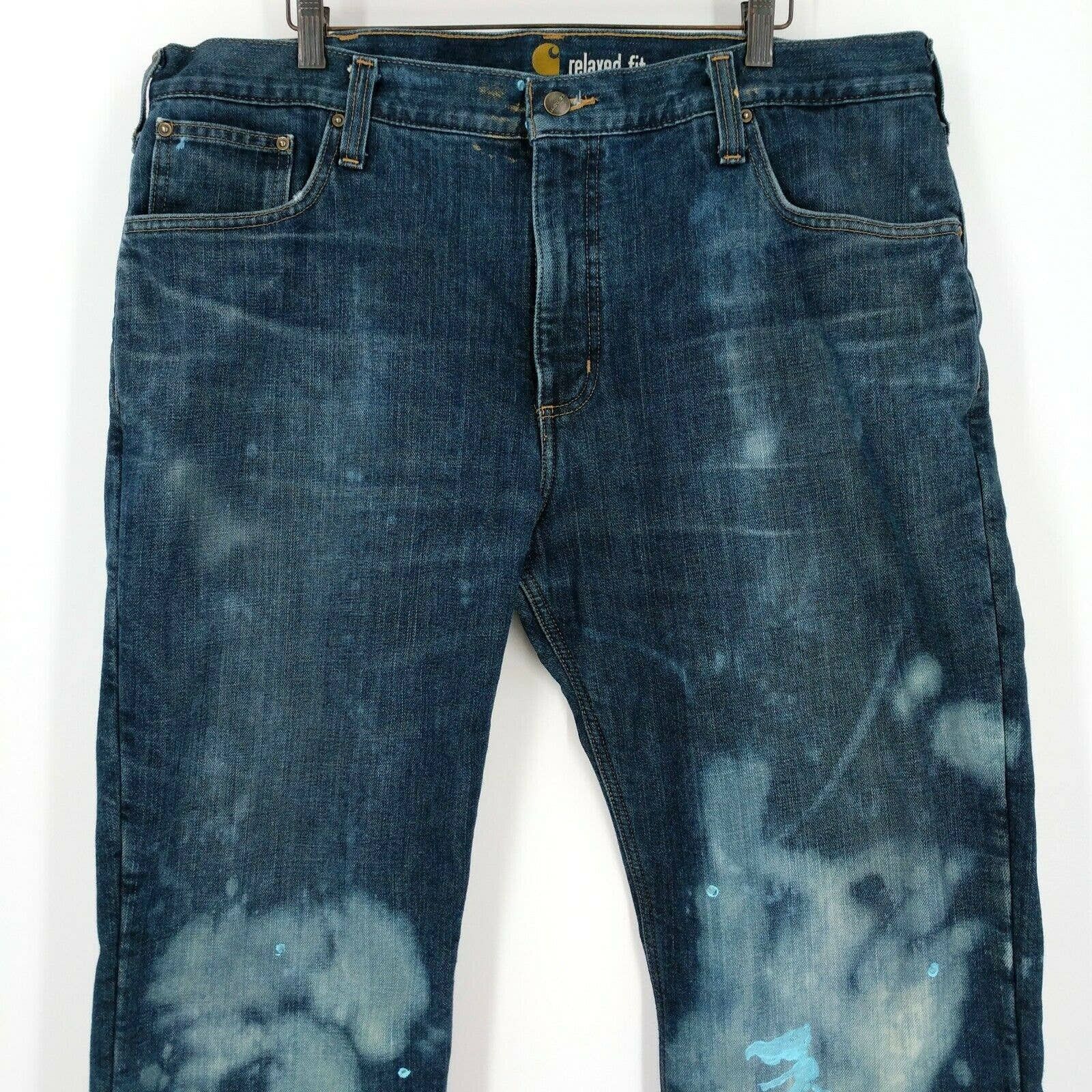 Carhartt Carhartt Custom Painted Bleached Fleece Lined Denim Jeans 40 Size US 40 / EU 56 - 2 Thumbnail