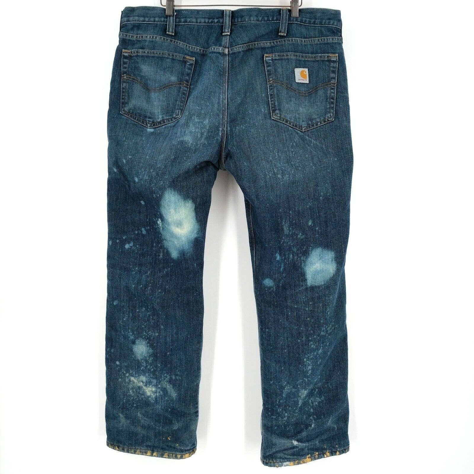 Carhartt Carhartt Custom Painted Bleached Fleece Lined Denim Jeans 40 Size US 40 / EU 56 - 6 Thumbnail