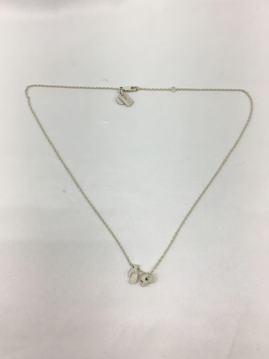image of Undercover 0.925 Silver Skull Hand Necklace in White, Men's