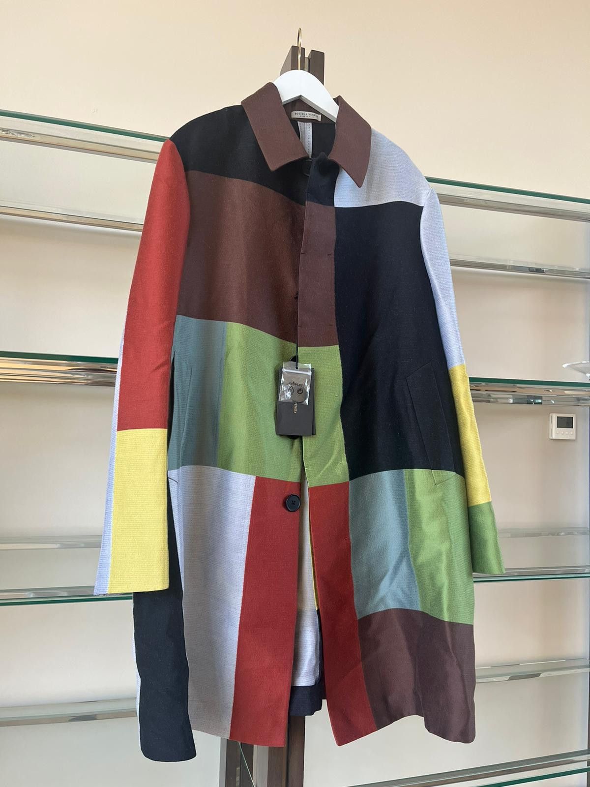 Bottega Veneta Colorblock Wool Silk Coat in Multicolor Size US L / EU 52-54 / 3 - 2 Thumbnail