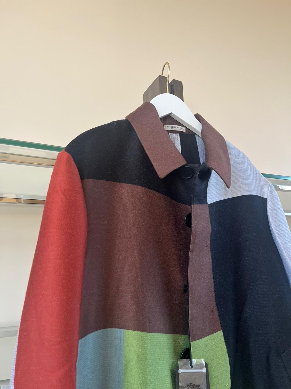 Bottega Veneta Colorblock Wool Silk Coat in Multicolor Size US L / EU 52-54 / 3 - 8 Thumbnail