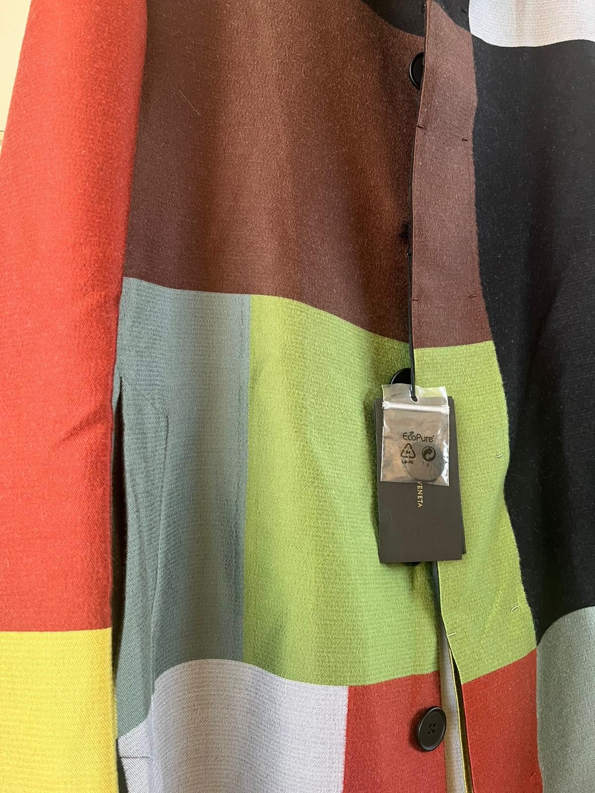 Bottega Veneta Colorblock Wool Silk Coat in Multicolor Size US L / EU 52-54 / 3 - 5 Thumbnail